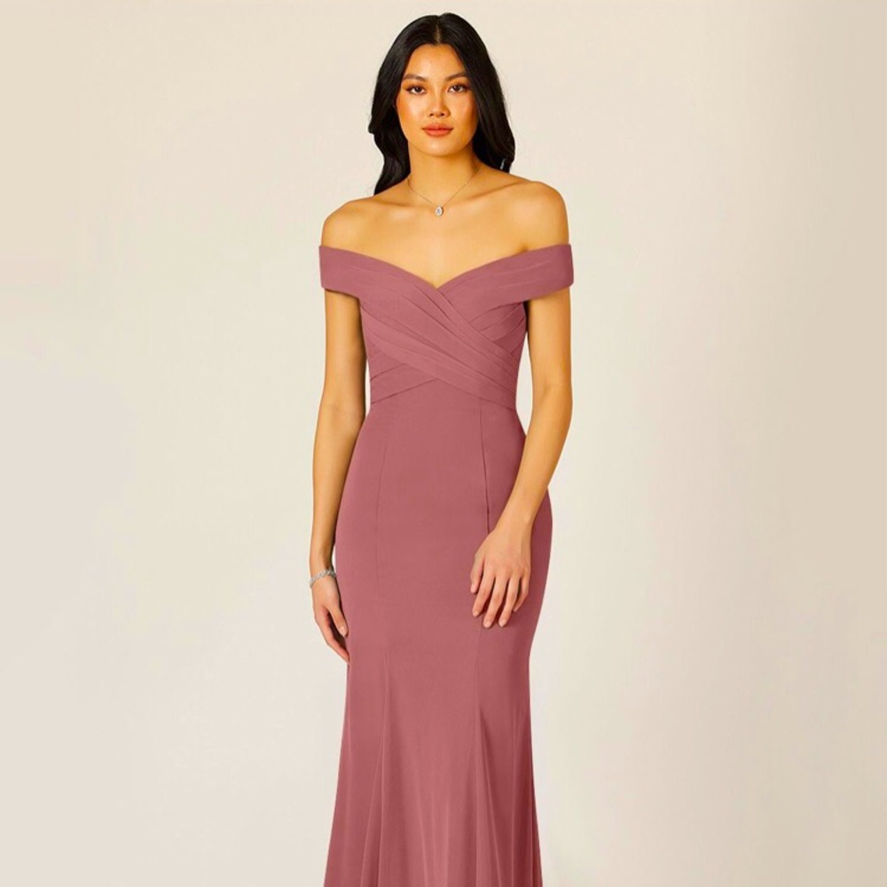 Azazie desert rose Lecia brides maid dress